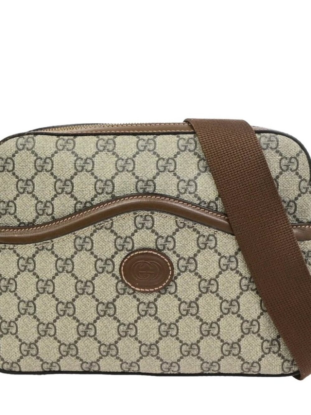 GUCCI GG Pattern Crossbody Shoulder Bag Supreme Leather Brown GHW Italy